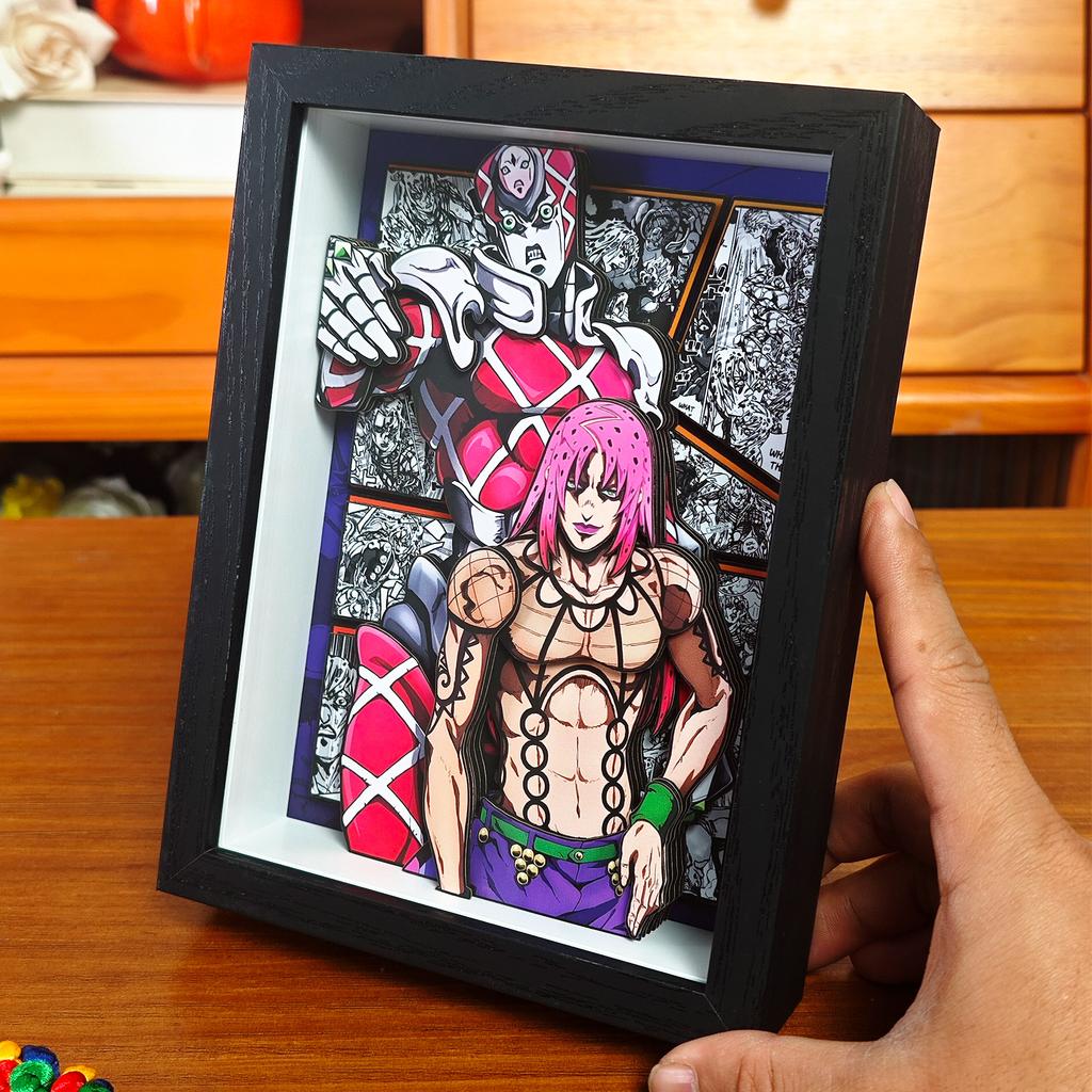 Классическое аниме JoJo's Bizarre Adventure 3D Декоративная картина Мультяшная фигурка Ручная работа Декоративная фоторамка Настольное украшение