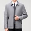 Spring and Autumn Middle-aged Jacket Men's Business Casual Iron-free Civil Servant Top Coat Thin Zipper Lapel Jacket