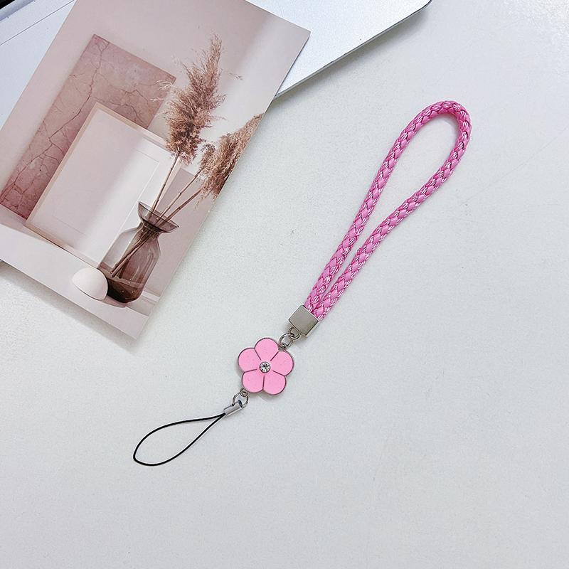 Wrist Anti-Lost Hanging Cord Pu Leather Rope Flower Mobile Phone Strap Cell Phone Lanyard Mobile Phone Lanyard Keychain