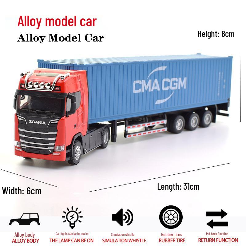 Модель контейнеровоза Scania из сплава - Двухъярусный полуприцеп-игрушка