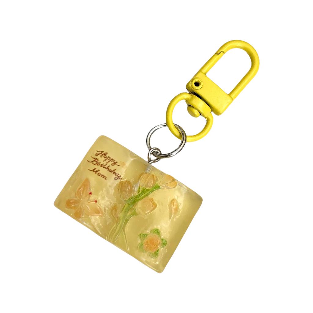 Cartoon Butterfly Flower Book Pendant Keychain Cute Resin Charm For Keys Bags Gift Decorative Accessory