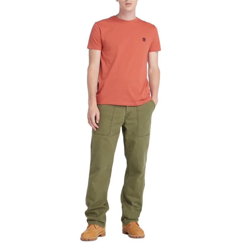 Timberland Круглый вырез горловины вышитый Slim Fit короткий рукав футболка мужские топы оранжевый A2EKJ-EG6