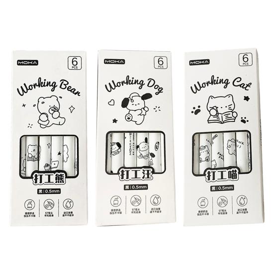 6 шт. гелевая ручка, удобная ручка, пресс-тип, студенческая ручка, гладкая ручка для письма, милые канцелярские принадлежности, школьная ручка