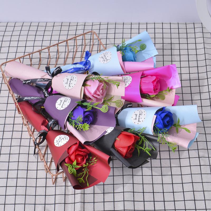 Artificial Soap Flower Rose Bouquet Gift Bags Mother'S Day Birthday Gift Wedding Home Decor Rose Soap Bouquet Gift