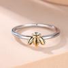 Simple Tiny Silver Bee Ring Gold Hammered Band Stacking Rings Wedding Anniversary Jewelry Size 6-10