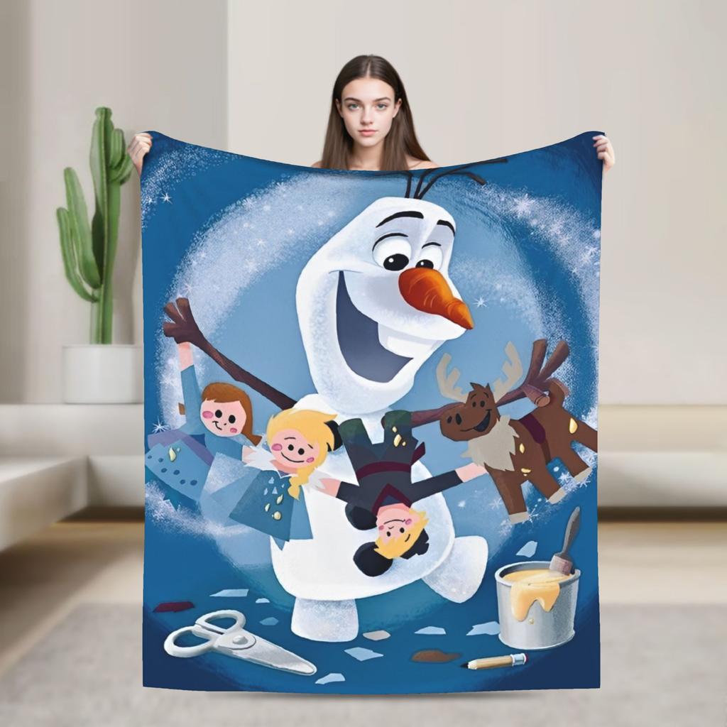 Warm Soft Blanket Travel Office Frozen Olaf Cartoon  Bedding Throws  Flannel Bedspread For Bedroom Aesthetic Sofa Bed Cover