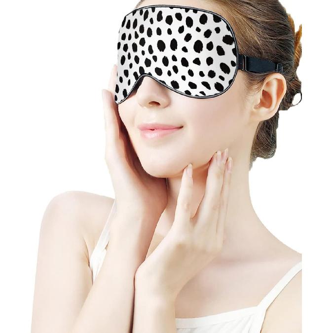 Далматинцы Принт Собаки Напечатанная Маска для Сна Мягкая Повязка на Глаза Чехол для Глаз с Регулируемым Ремнем Ночная Защита для Глаз для Путешествий Дневного Сна для Мужчин Женщин