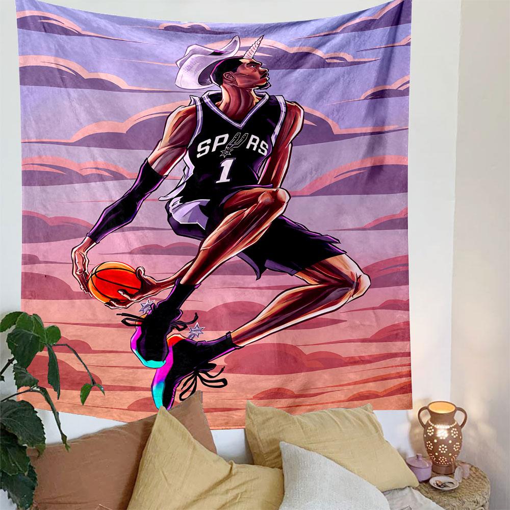 San Antonio Spurs Tapestry Wall Hanging, NBA Basketball Logo, Wall Decor for Bedroom Living Room Dorm