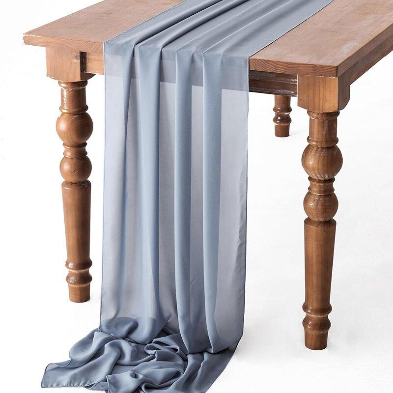 Белая шифоновая дорожка для стола Свадебные украшения для вечеринки по случаю рождения ребенка День рождения Рождество День благодарения Хэллоуин Мероприятия Товары