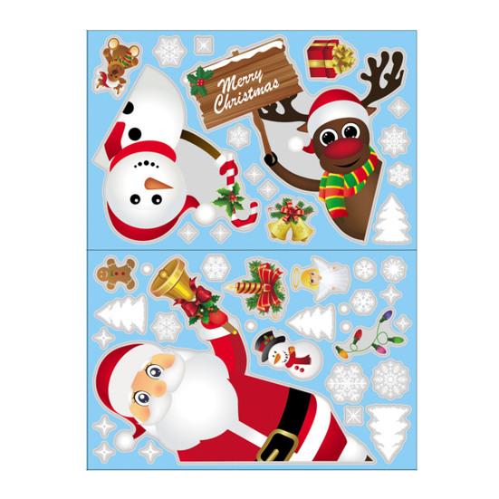 2/4 Pcs Christmas Stickers Santa Claus Snowflake Reindeer Xmas Decals Waterproof Festive Decor Stickers for Windows Glass