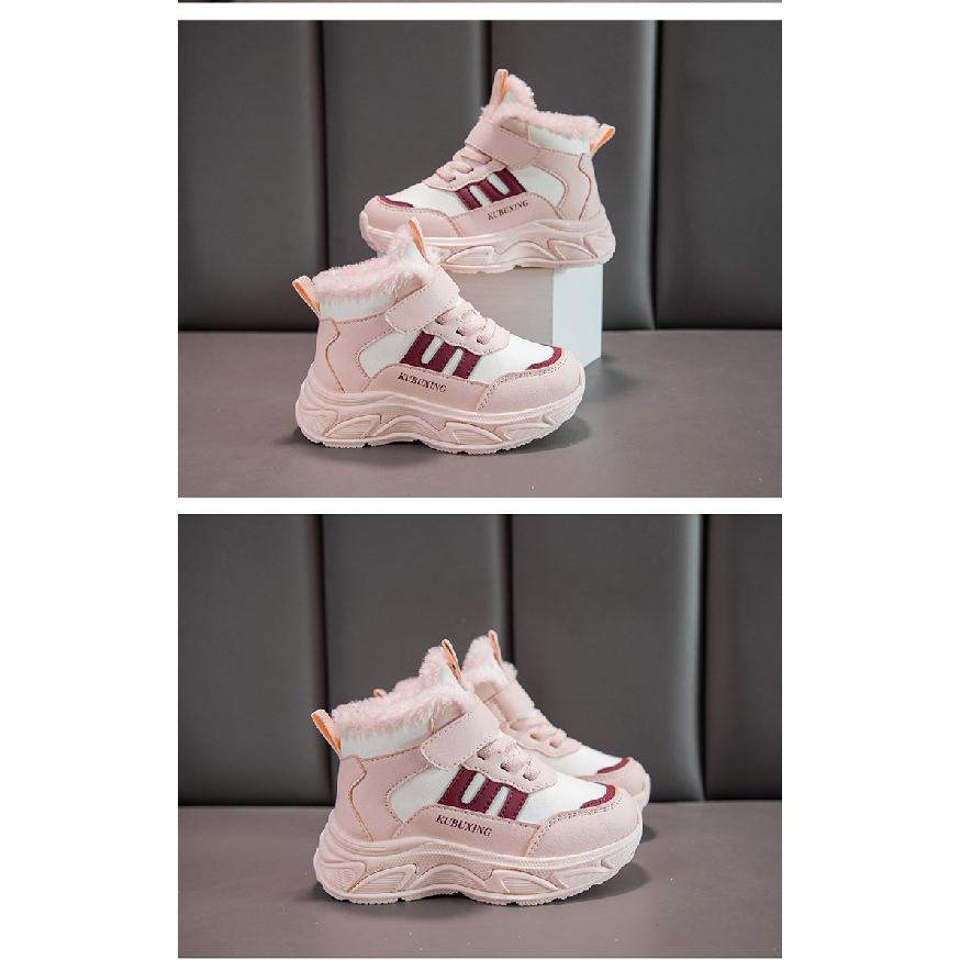 Девочки Хлопковая обувь Зимняя на флисовой подкладке Утолщенная Новая Детская Теплая Спортивные Короткие Ботинки Девочек Волшебные Кроссовки Трендовые