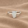 Rainbow Moonstone Coffin Statement Ring, 925 Sterling Silver Jewelry, Handmade Minimalist Gemstone Ring