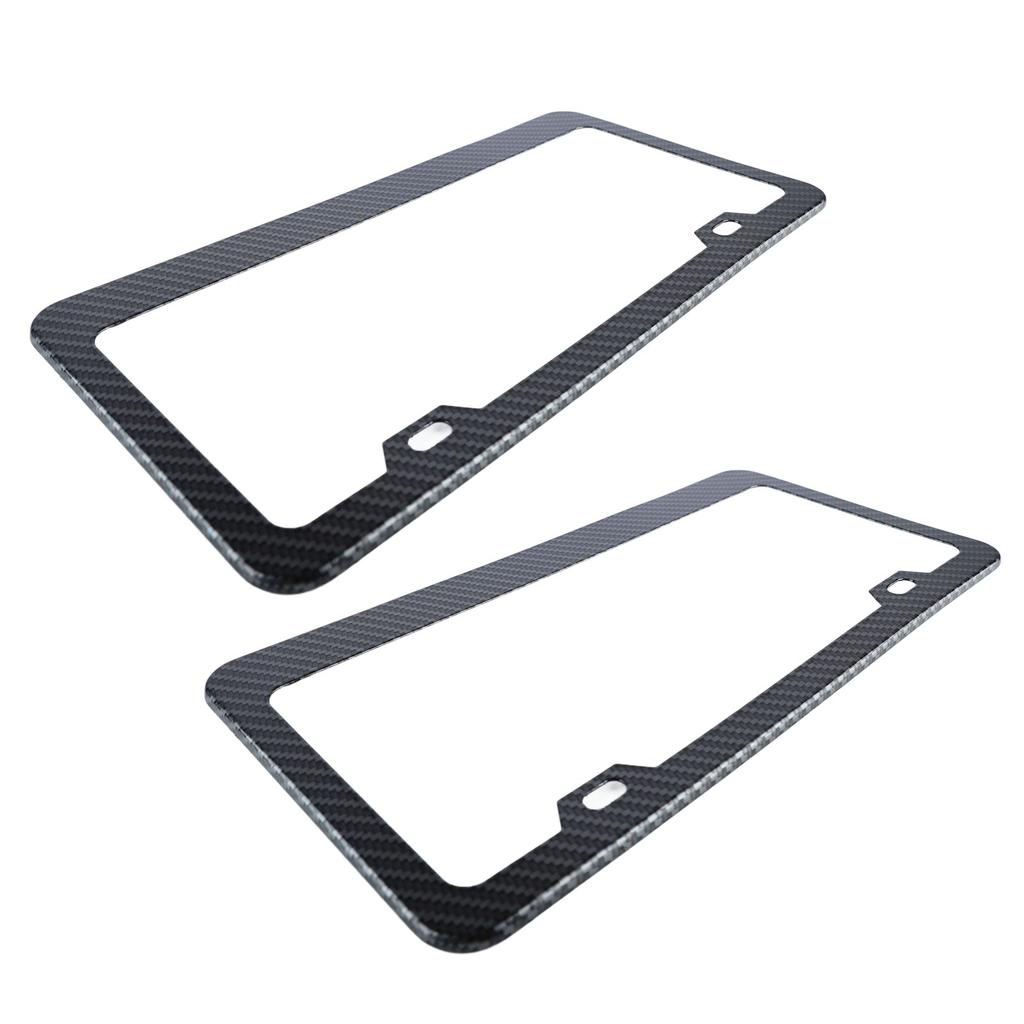 2Pcs Car License Plate Frames Carbon Fiber License Plate Frame Rustproof Universal for Automobiles
