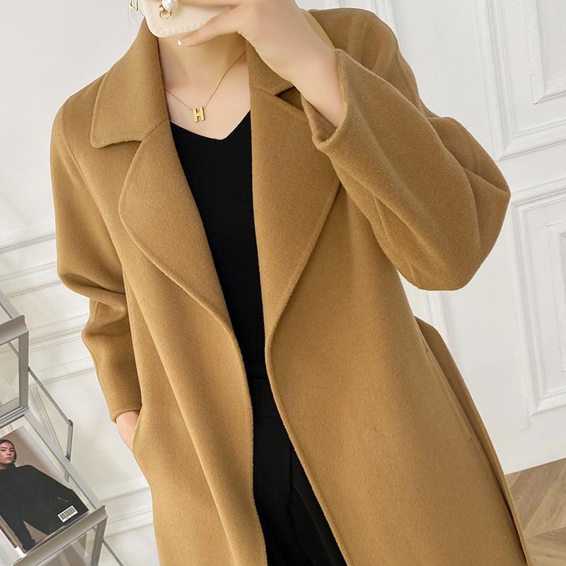 Женское пальто из 100% шерсти TIDENOVEL Осеннее шерстяное длинное пальто Ручной работы Пальто-бушлат Зимняя теплая шерстяная длинная куртка Пальто