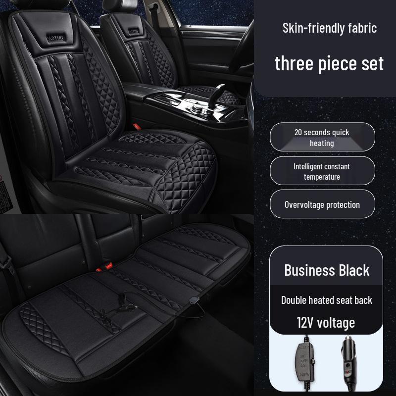 12V Heated Plush Car Seat Cushion - Winter Warmth for Front and Rear Seats