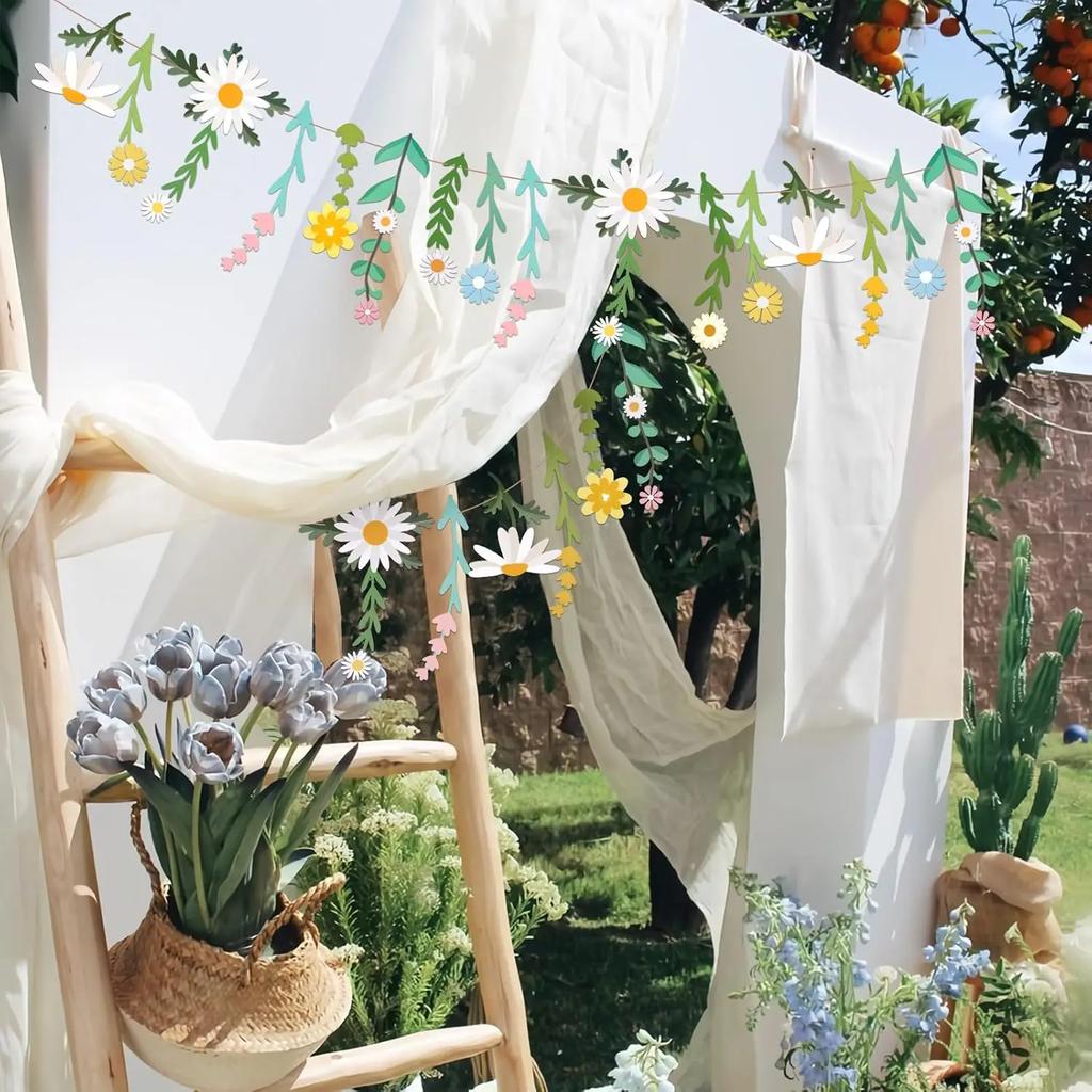 Новый Инста-стиль Цветочный Декор для Подвешивания на Окно для Детской Комнаты Двусторонний Цветочный Баннер Декорация на День Детей День Рождения