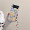 Мультяшный Цветочный Кот Уховая Браслет-цепочка Чехол для Samsung Galaxy Z Flip 6 5 4 3 Flip5 flip6 Масляная Живопись Бусины Браслет Цветной Чехол