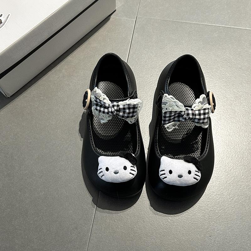 Милые мультяшные туфли Мэри Джейн с бантом женские 2025 лето новые Hello Kitty уличная сумка головные сандалии одинарная обувь