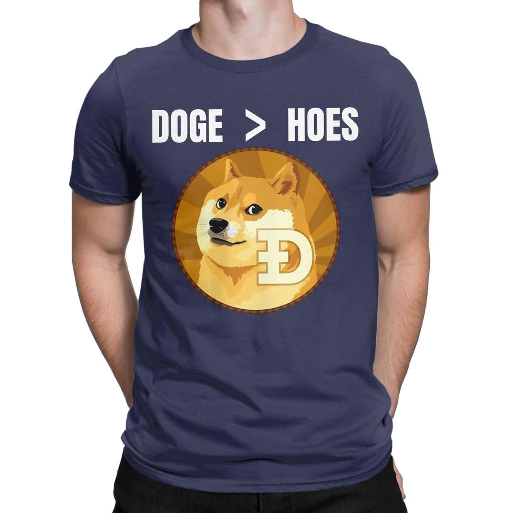 Doge Over Hoes Funny Crypto Simple Text Cryptocurrency Dogecoin Meme Logo Funny 100 Cotton Tshirt Dogecoin Tees Tops For Unisex