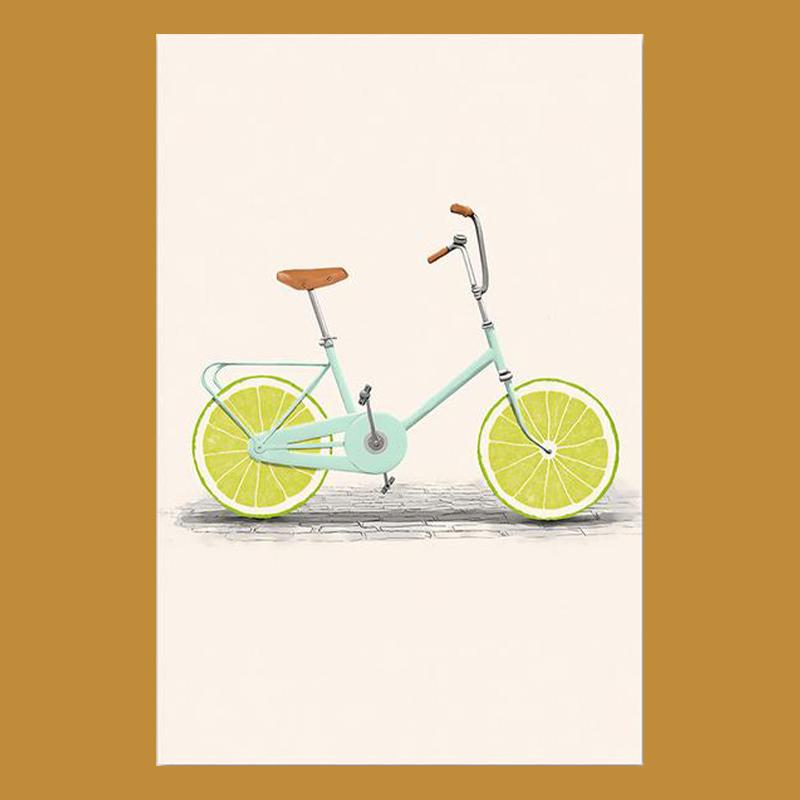 Абстрактные модные велосипедные лимонно-оранжевые фрукты, холст, картины, скандинавские минималистичные постеры и принты, настенные художественные картины для домашнего декора