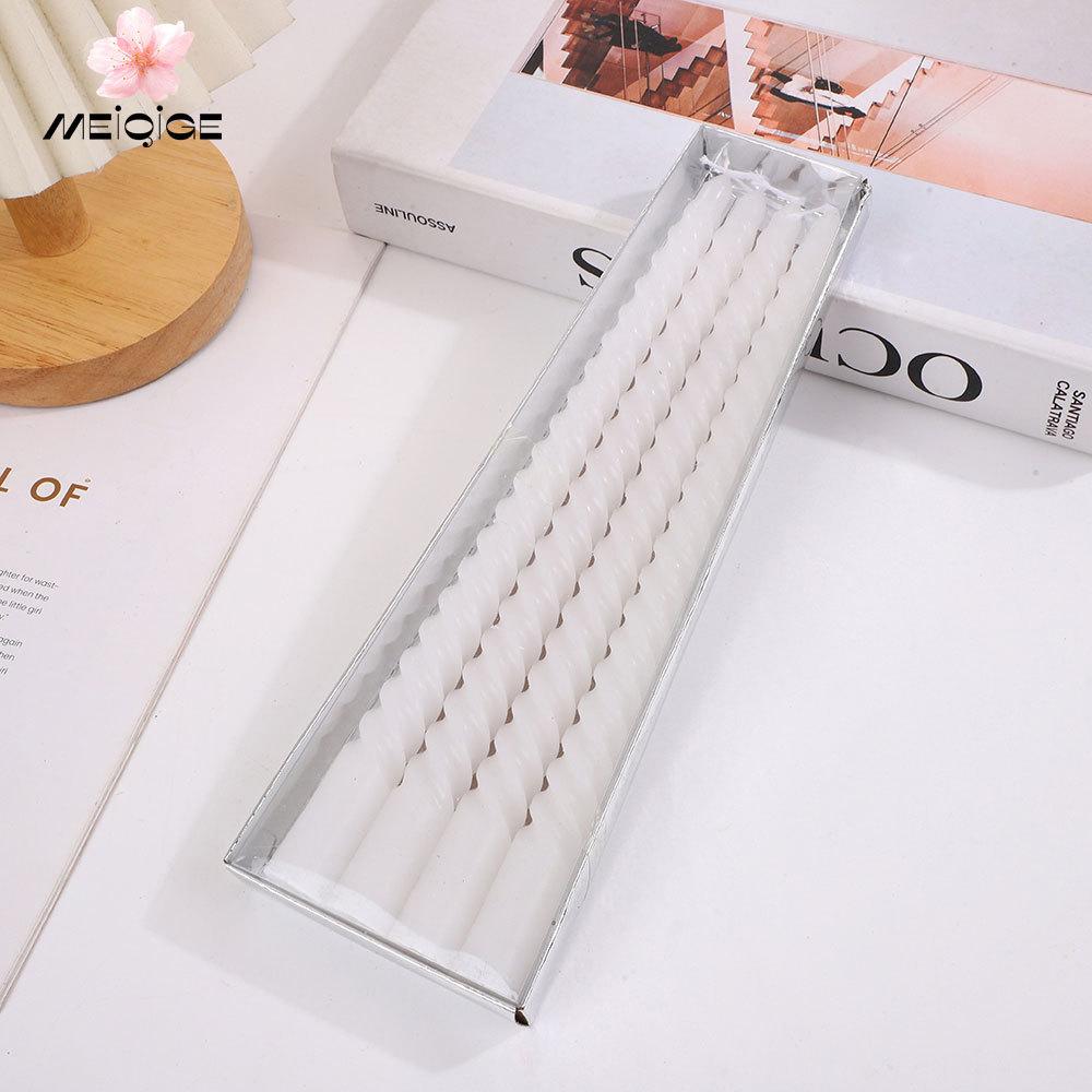 4 Boxed Gold Card Electroplated Paint Threaded European-style Long-stem Candles Gold, Silver, Red, White and Black Spiral Candles 8-10 Inches