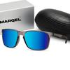 MARQEL Спортивные солнцезащитные очки с синими зеркальными линзами L6528 – защита UV400 и премиальный жесткий чехол