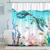 Черепаха Занавеска для душа Лето Пляж Якорь Морская звезда Морская Акварельная живопись Креативные Полиэстеровые занавески для душа Декор для ванной