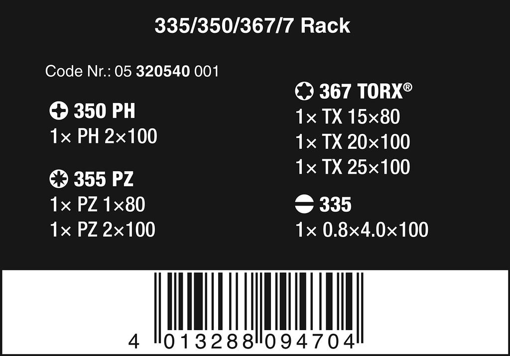 Набор отверток WERA Kraftform с рукояткой и стойкой 320540, 7 предметов,