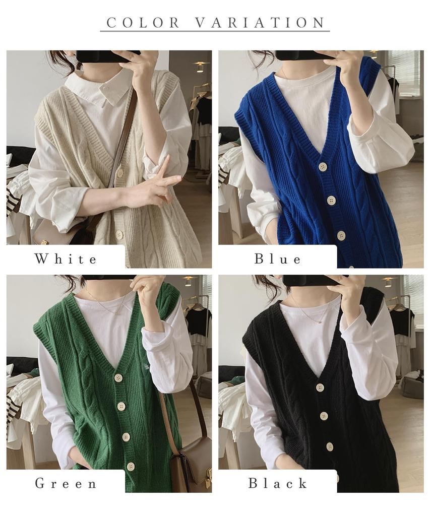 Женский жилет крупной вязки J.STORE, Повседневный, Для прогулок, Свободного кроя, Элегантный, Весна/Осень, Школа, V-образный вырез, Черный, 5S-J03-BKM