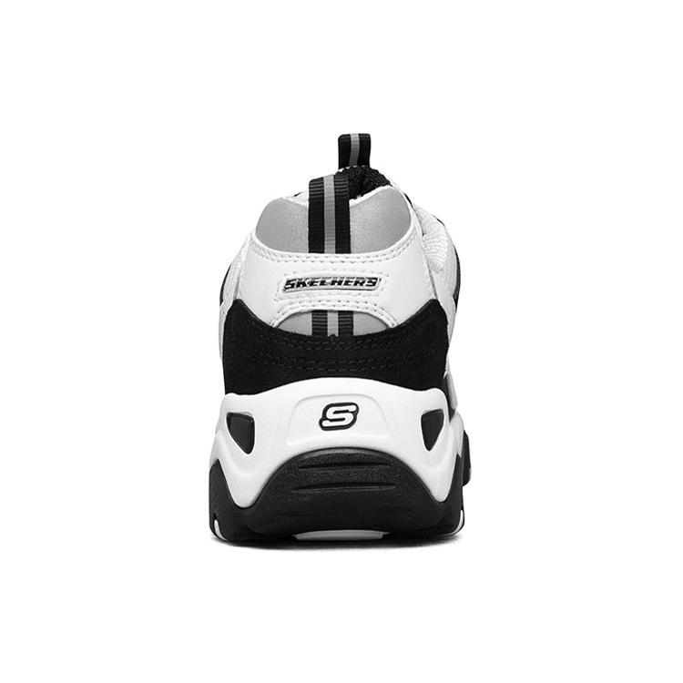 (WMNS) Skechers D'Lites низкие Папины кроссовки GS Черный/Белый/Серый Женские 12493-BKW