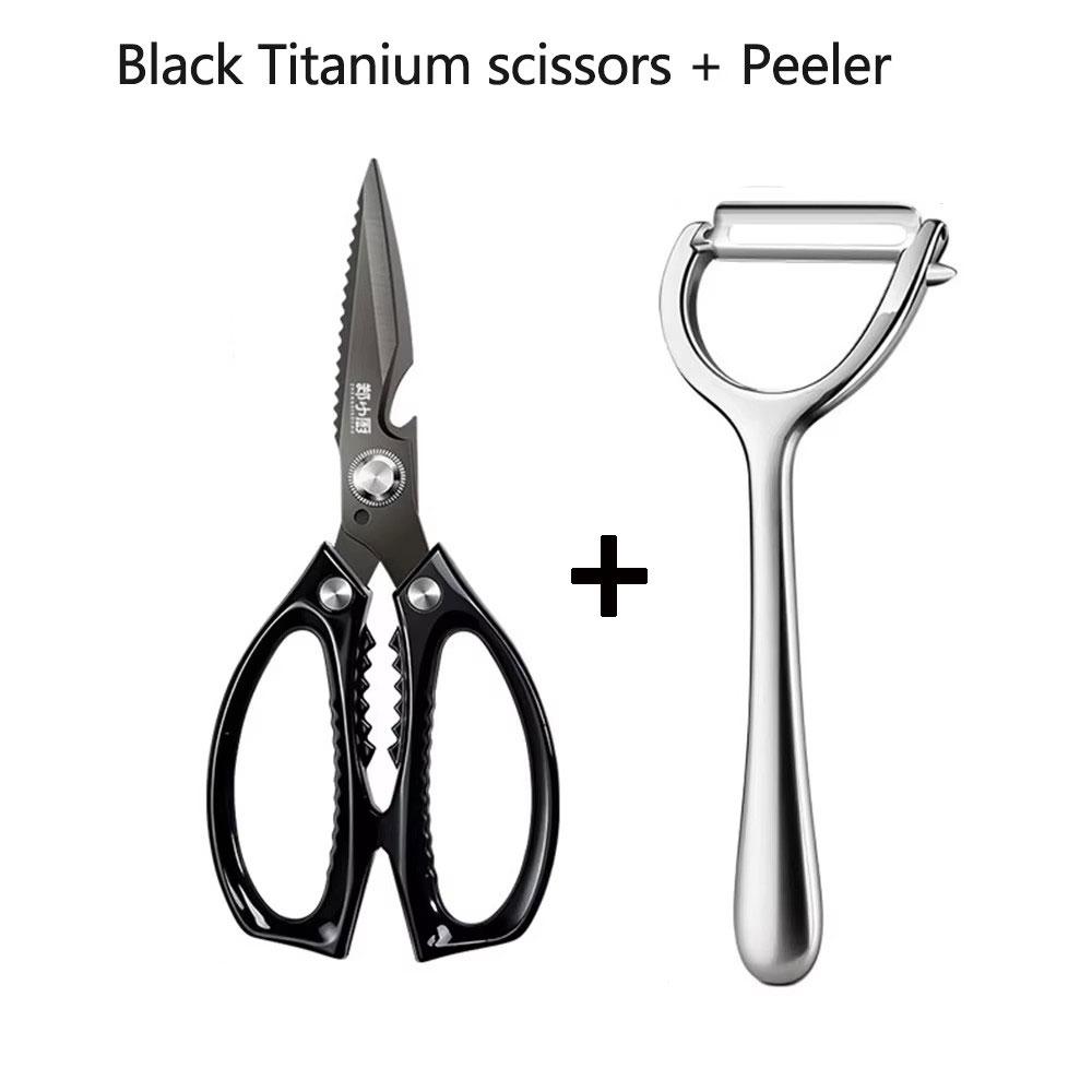Multipurpose Black Titanium Kitchen Scissors 2 Pcs-Professional Poultry Bone Shears for Cutting Chicken,Duck,Fish Seafood BBQ5