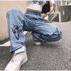 2025 Spring Autumn Trousers High Waist Butterfly Print Y2K Jeans for Women Fashion Loose Straight Leg Denim Pants Casual Clothing
