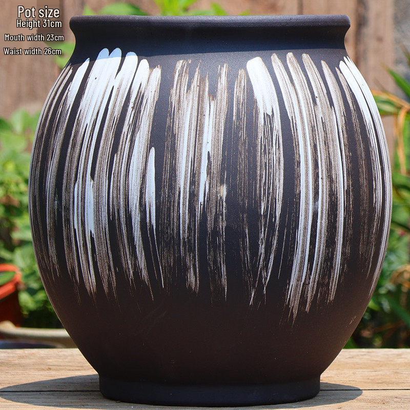 Large Vintage Ceramic Flower Pot for Indoor/Outdoor Plants - Breathable Tall Wide-Mouth Design for Bougainvillea & Succulents