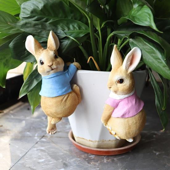 Practical Anti-fading Resin Rabbit Statue Climbing Sculpture Flower Pot Pendant Home Decor