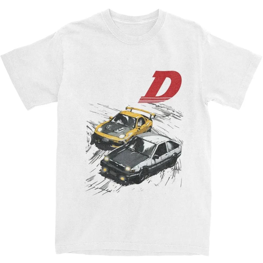 Initial D Merch Tandems AE86 Vs FD Rx-7 Shirt Men Women's 100% Cotton Fashion Drift Racing Car T-shirt Short Sleeve Clothes