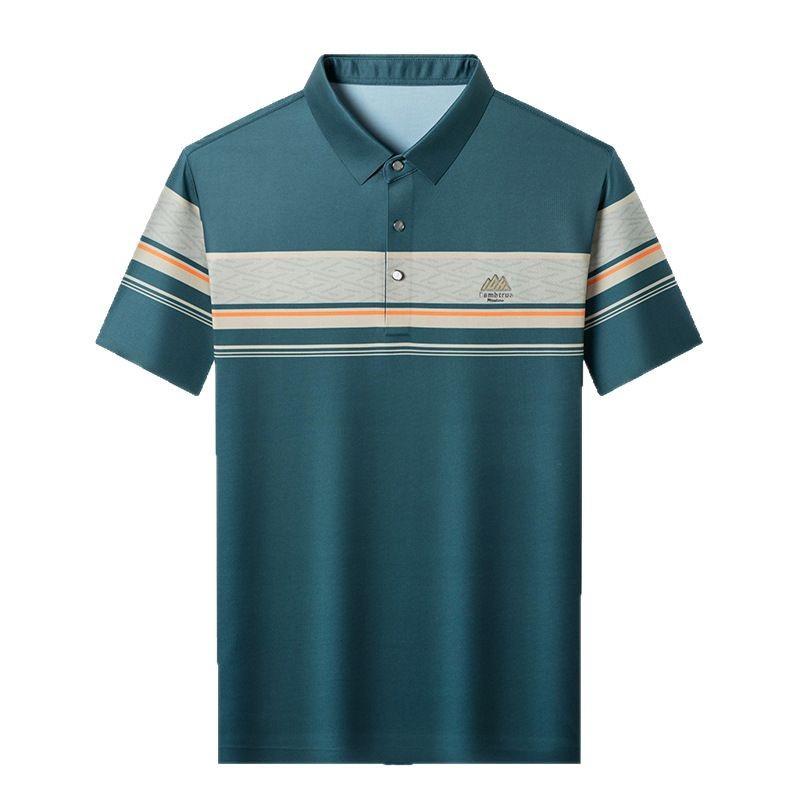 Мужская дышащая футболка-поло с коротким рукавом и отложным воротником, топ, средний, деловой кэжуал, высококачественная, не требующая глажки