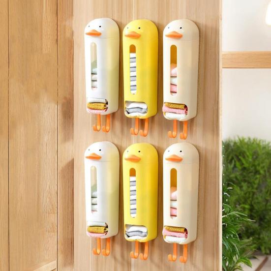 Пластиковый держатель для пакетов, настенный органайзер для нижнего белья, диспенсер для продуктовых пакетов, дизайн с мультяшной уткой, ящик для хранения нижнего белья для гардероба, шкафа, спальни