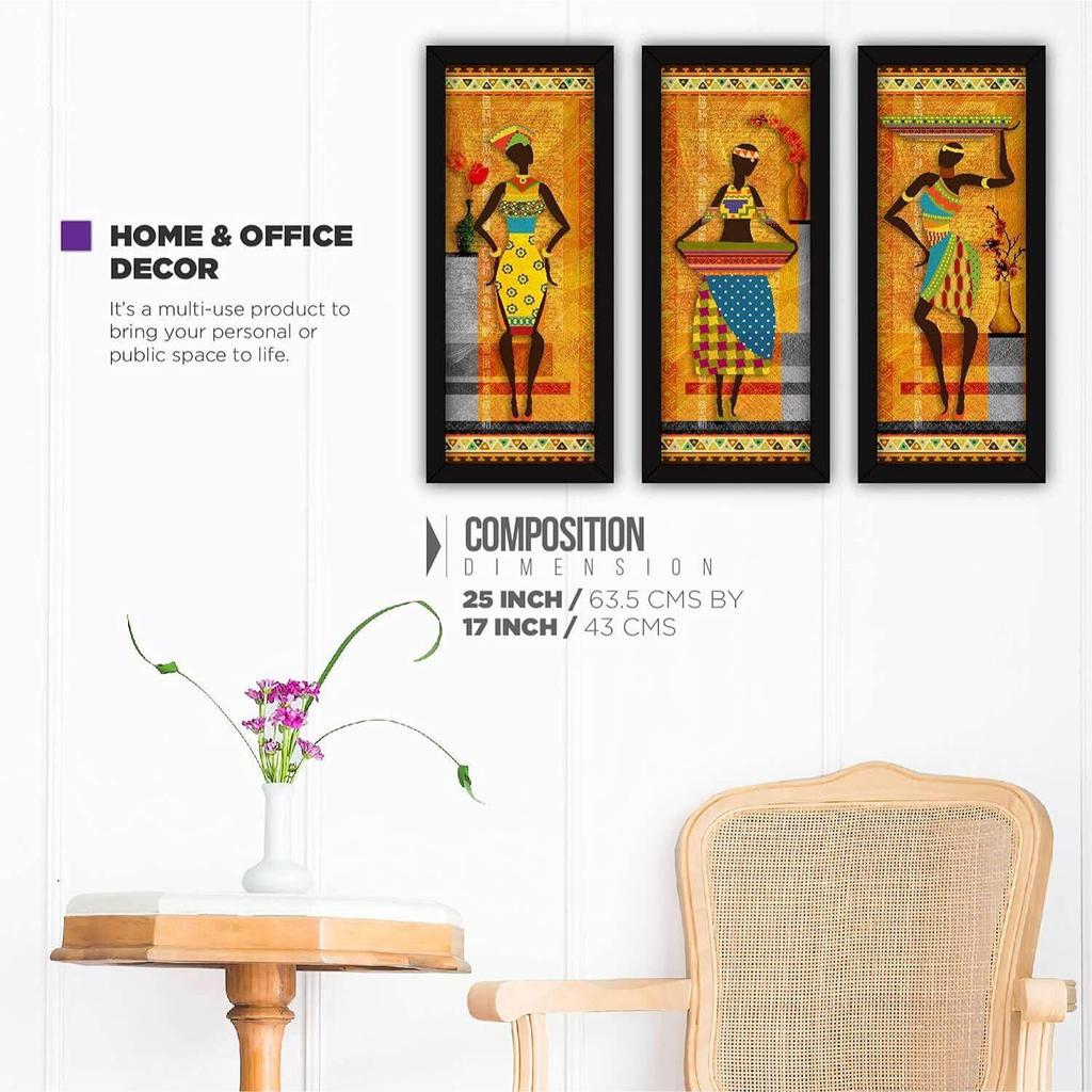 Настенные картины для гостиной с рамкой — этнический абстрактный домашний декор, большая художественная спальня — набор из 3 шт.