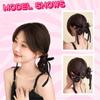 Fake Hair Braided Chignon Ribbon Bow Hair Clip Bun Fashion Hair Donut Bun  Girls