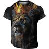 Fashion Lion Print T Shirt For Men Summer Hip Hop Harajuku Streetwear Casual O-neck Short Sleeve Blouse Animal Pattern Loose Top