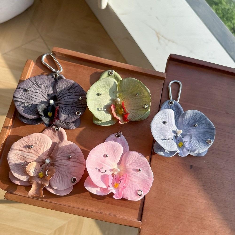 Gifts Phalaenopsis Orchid Keychain Cloth Backpack Hangings Decor Simulation Flower Keyring  Bag
