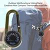 Outdoor Multifunctional Hiking Metal Carabiner Mini Compass Thermometer Keychain