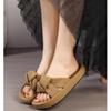Khaki platform sandals women wear one word with skirt beach cool slippers summer new