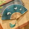 Винтажный китайский шик чонсам ханьфу веер древний стиль ткань ручная работа бамбуковые спицы складной веер танцевальное выступление портативный ручной веер