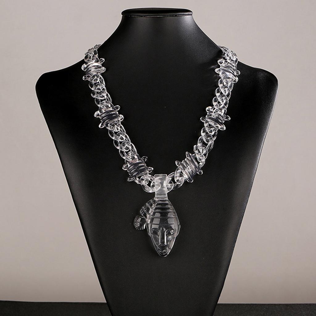 Hiphop Acrylic Pendant Necklace Fashion Neck Jewelry Statement Spike Chain Jewelry Suitable for Men and Women Present