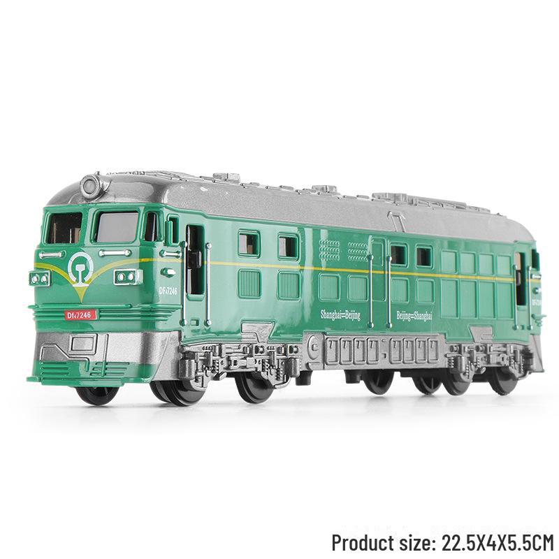 Antique Green Electric Train Freight Car Model Toy with Light & Sound Effects