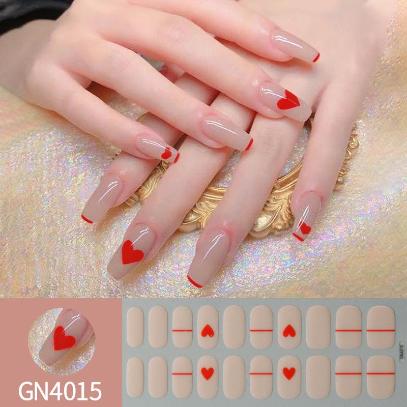 Milky Jelly White Full Cover Nail Stickers Fashion Gradient Adhesive Heart Nail Polish Wraps Women DIY Manicure