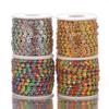 1M Gold Color Colorful Chain Stainless Steel Enamel Flower Chains for DIY Jewelry Making Anklet Bracelet Necklaces Accessories
