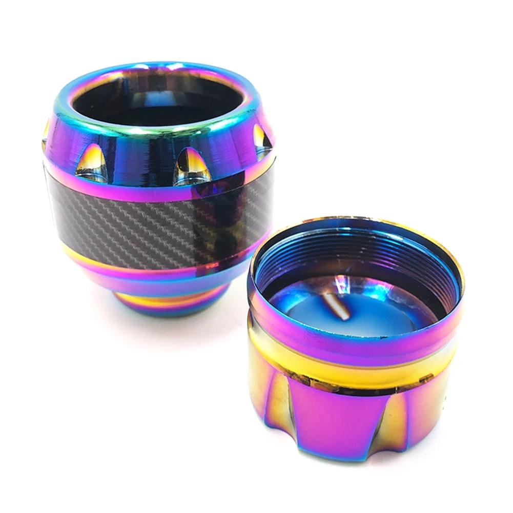 2PCS Burning Titanium Motorcycle Frame Slider Aluminum Front Fork Cup Falling Crush Protector Carbon Fiber for Motorbike Scooter