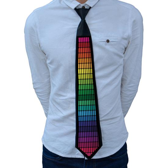 Светодиодный светящийся галстук с голосовым управлением, регулируемой длины, на батарейках, беспроводной, светящийся, праздничные принадлежности